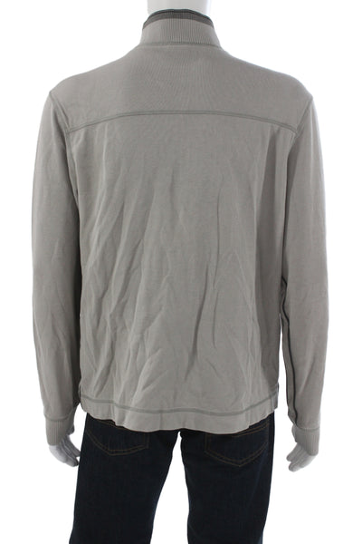 Boss Hugo Boss Mens Pullover Sweater Mock Neck Zip Gray Size XL