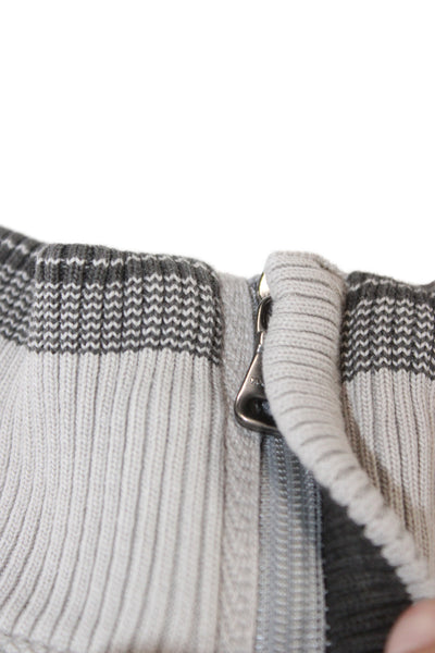 Boss Hugo Boss Mens Pullover Sweater Mock Neck Zip Gray Size XL