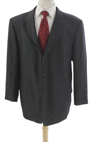 Emanuel Emanuel Ungaro Mens Suit Jacket Dark Gray Wool Silk Button Size 44