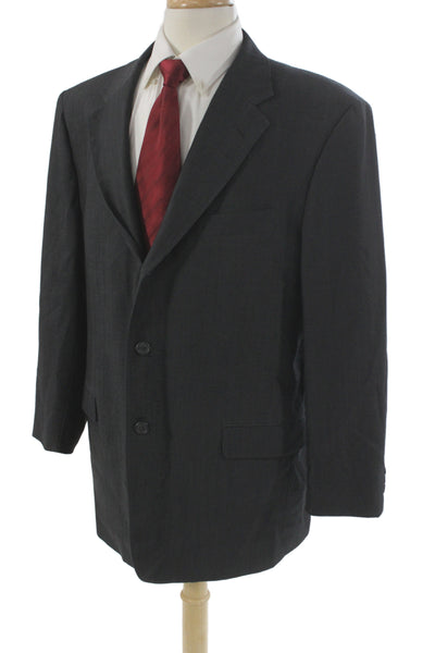 Emanuel Emanuel Ungaro Mens Suit Jacket Dark Gray Wool Silk Button Size 44