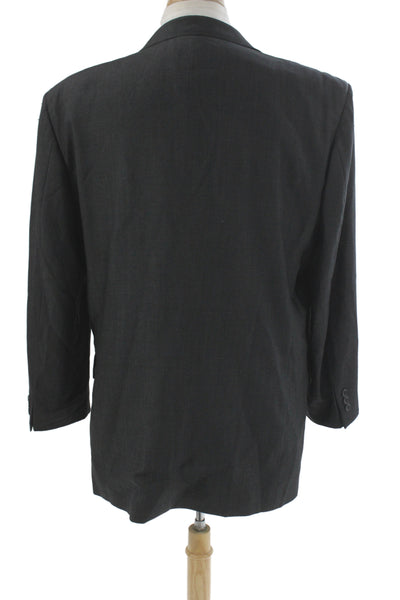 Emanuel Emanuel Ungaro Mens Suit Jacket Dark Gray Wool Silk Button Size 44