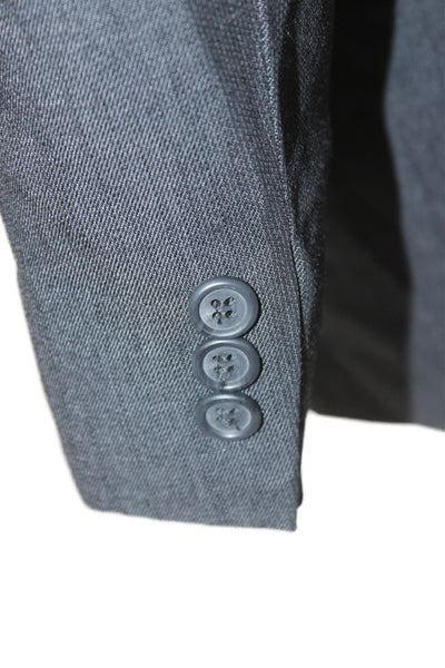 Emanuel Emanuel Ungaro Mens Suit Jacket Dark Gray Wool Silk Button Size 44
