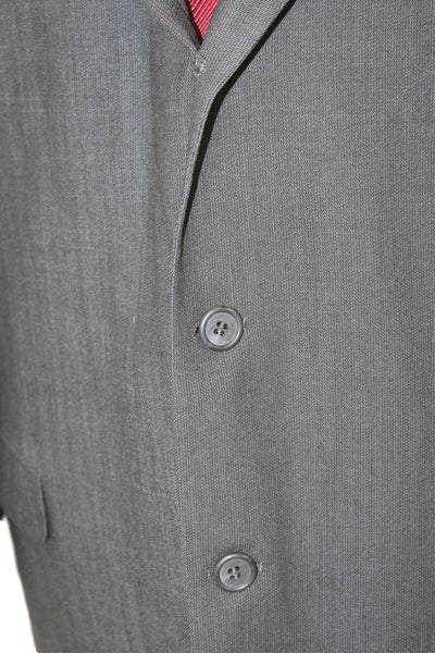 Emanuel Emanuel Ungaro Mens Suit Jacket Dark Gray Wool Silk Button Size 44