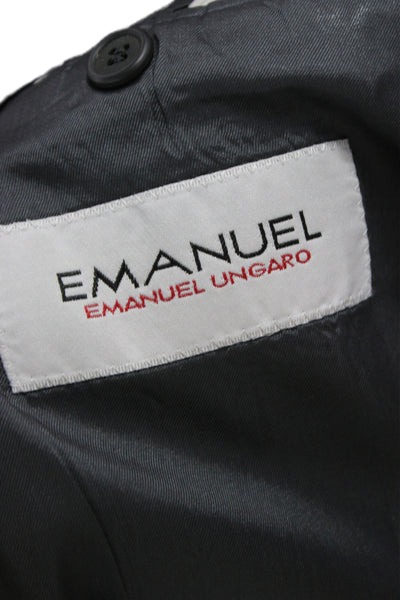 Emanuel Emanuel Ungaro Mens Suit Jacket Dark Gray Wool Silk Button Size 44