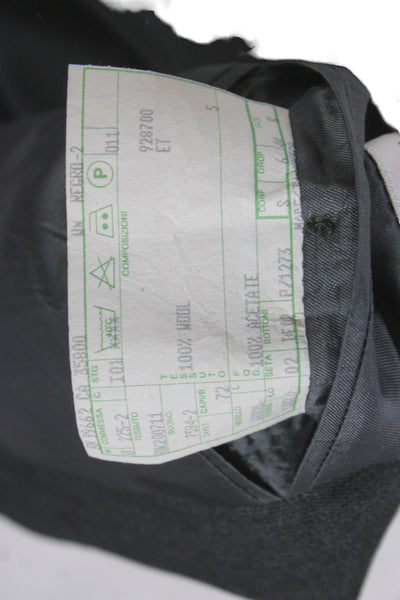 Emanuel Emanuel Ungaro Mens Suit Jacket Dark Gray Wool Silk Button Size 44