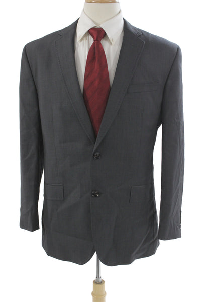 Ted Baker London Men 2 Piece Suit Jacket Dark Gray Wool Button Collared Size 44
