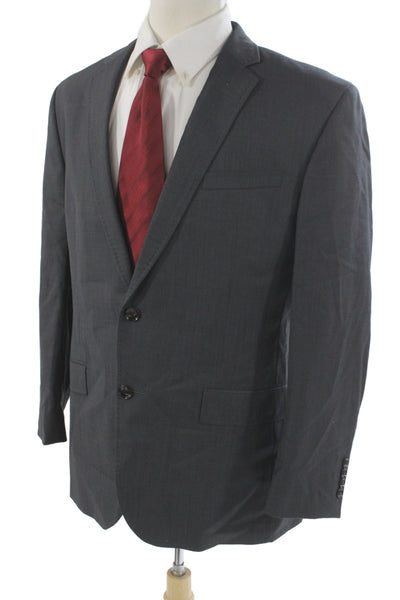 Ted Baker London Men 2 Piece Suit Jacket Dark Gray Wool Button Collared Size 44