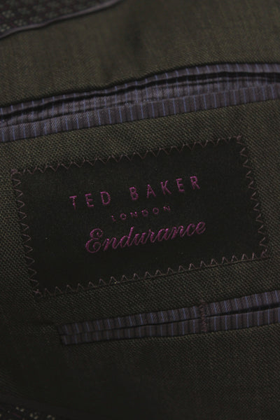 Ted Baker London Men 2 Piece Suit Jacket Dark Gray Wool Button Collared Size 44