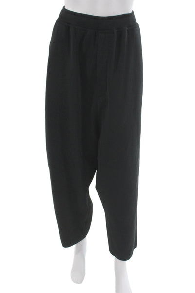 Designer Unisex Cropped Sweatpants Black Cotton Polyester Size M