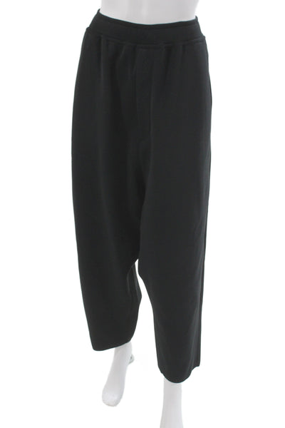 Designer Unisex Cropped Sweatpants Black Cotton Polyester Size M