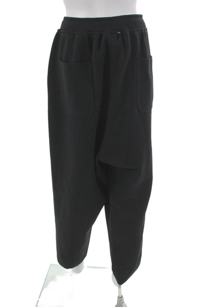 Designer Unisex Cropped Sweatpants Black Cotton Polyester Size M