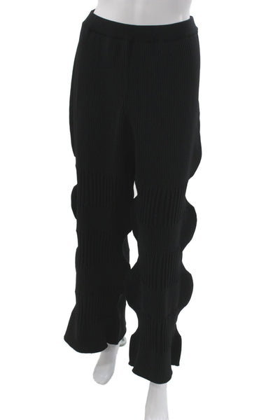 Designer Women Black Knit Synthetic Pants 24in Inseam Fall Size M