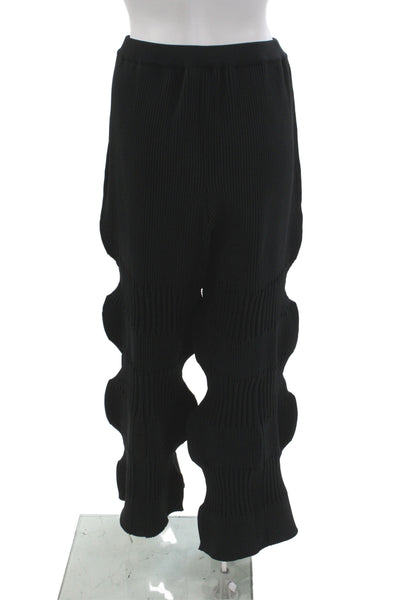 Designer Women Black Knit Synthetic Pants 24in Inseam Fall Size M