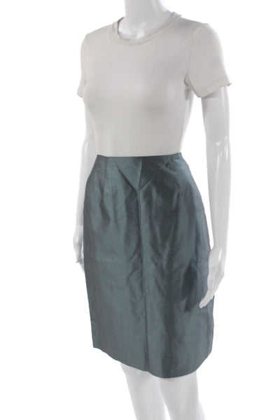 Dana Buchman Women Silk Straight Pencil Knee Length Skirt Dark Gray Size 12P