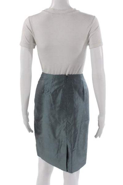 Dana Buchman Women Silk Straight Pencil Knee Length Skirt Dark Gray Size 12P