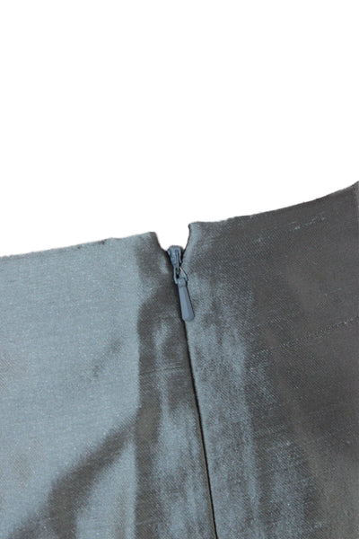 Dana Buchman Women Silk Straight Pencil Knee Length Skirt Dark Gray Size 12P