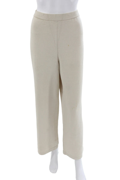 St. John Collection Womens Cropped Dress Pants Beige Wool Solid Size 10