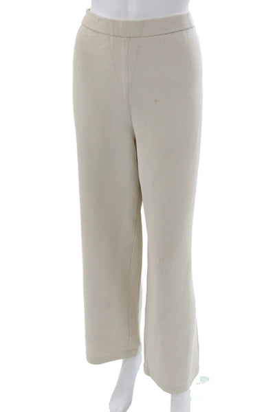 St. John Collection Womens Cropped Dress Pants Beige Wool Solid Size 10