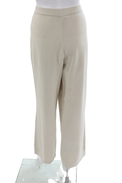 St. John Collection Womens Cropped Dress Pants Beige Wool Solid Size 10