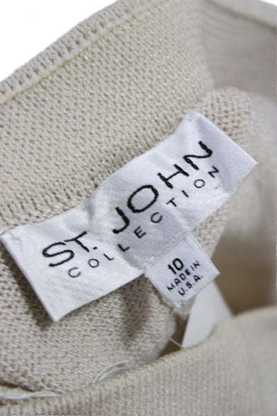 St. John Collection Womens Cropped Dress Pants Beige Wool Solid Size 10