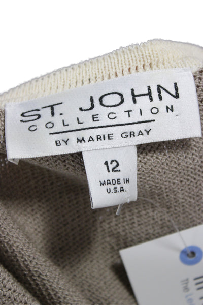 St. John Collection By Marie Gray Unisex Beige Pullover Sweater Size 12