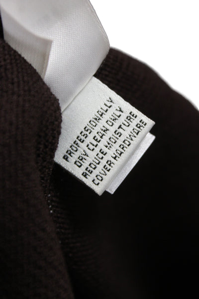 St. John Womens Basic Brown Square Neck Short Sleeve Wool Rayon Top Size L