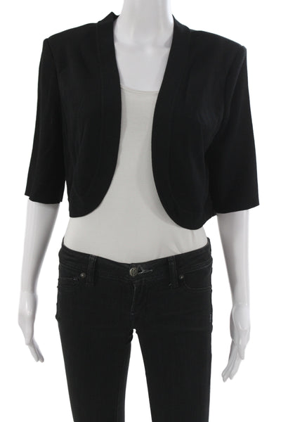 St. John Womens Blazer Black 3/4 Sleeve Wool Rayon Classic Size L