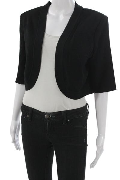 St. John Womens Blazer Black 3/4 Sleeve Wool Rayon Classic Size L