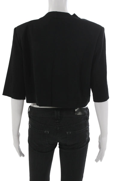 St. John Womens Blazer Black 3/4 Sleeve Wool Rayon Classic Size L