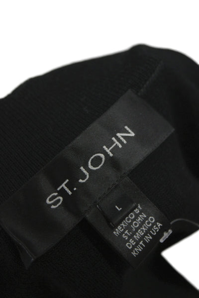 St. John Womens Blazer Black 3/4 Sleeve Wool Rayon Classic Size L