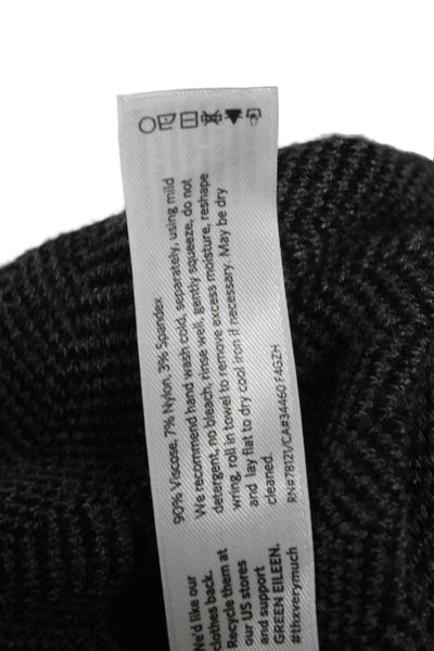 Eileen Fisher Unisex Cardigan Black Herringbone Mock Neck Long Sleeve Size M