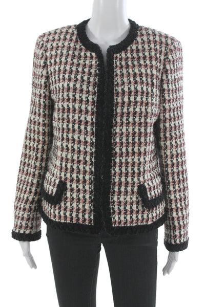 Dana Buchman Women Black Check Blazer Wool Blend Long Sleeve Classic Size 12P