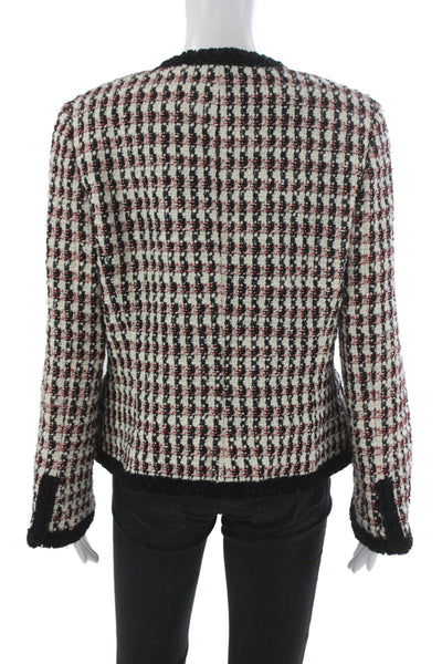 Dana Buchman Women Black Check Blazer Wool Blend Long Sleeve Classic Size 12P