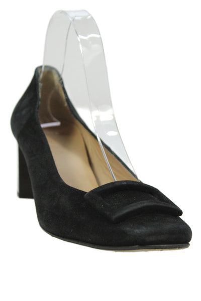 Ann Mashburn Women's Square Toe Suede Block Heel Work Pumps Black Size 41