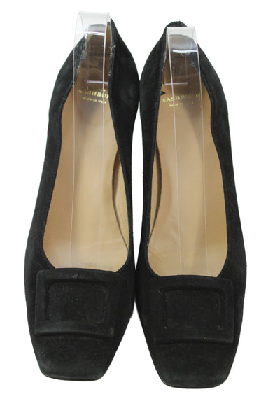 Ann Mashburn Women's Square Toe Suede Block Heel Work Pumps Black Size 41