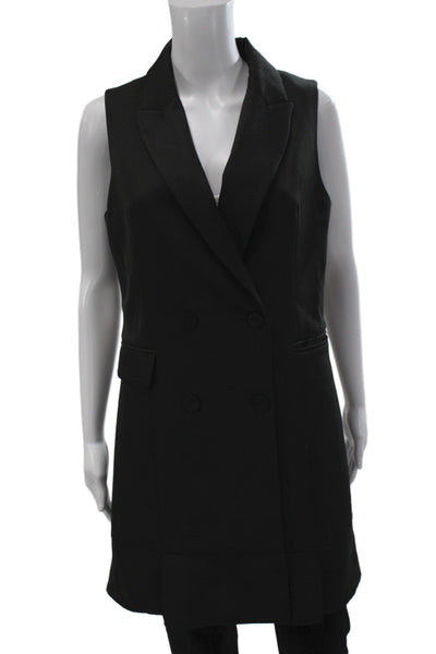 Mare Mare x Anthropologie Women Black Collared Button Vest Sleeveless Size M