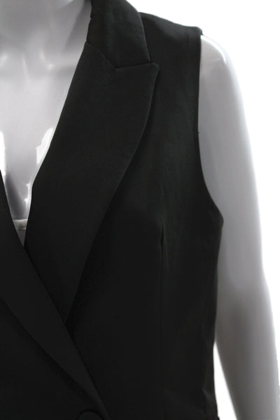Mare Mare x Anthropologie Women Black Collared Button Vest Sleeveless Size M