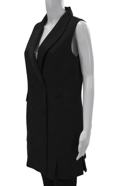 Mare Mare x Anthropologie Women Black Collared Button Vest Sleeveless Size M