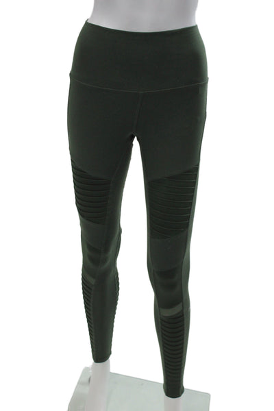 Alo Womens Ankle Jeggings Green Solid Nylon Spandex Army Size S