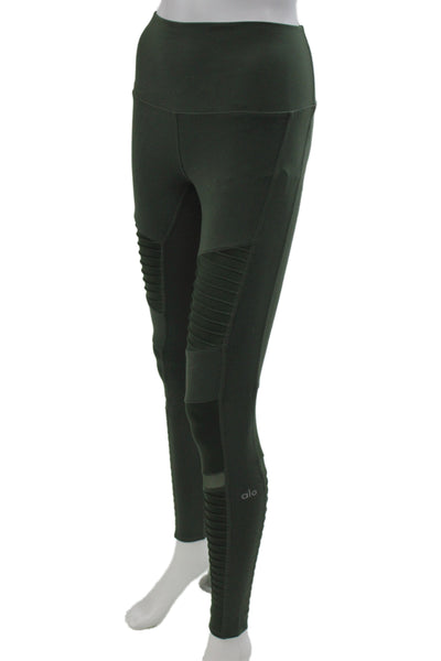 Alo Womens Ankle Jeggings Green Solid Nylon Spandex Army Size S