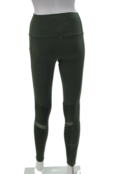 Alo Womens Ankle Jeggings Green Solid Nylon Spandex Army Size S