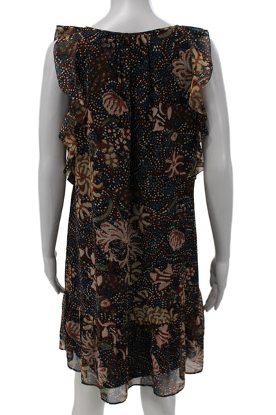 Madewell Women Shift Floral Sleeveless Black Dress Round Neck Size M