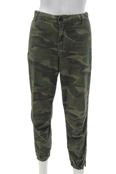 Sundry Unisex Green Camo Cotton Jogger Pants Button Closure Size 29