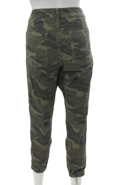 Sundry Unisex Green Camo Cotton Jogger Pants Button Closure Size 29