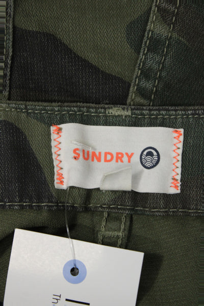 Sundry Unisex Green Camo Cotton Jogger Pants Button Closure Size 29
