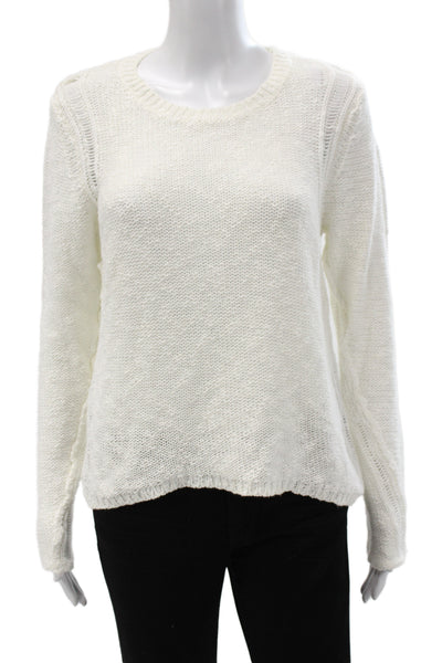 Line Womens Pullover Sweater White Crew Neck Long Sleeve Size M