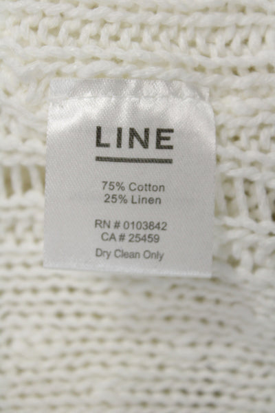 Line Womens Pullover Sweater White Crew Neck Long Sleeve Size M