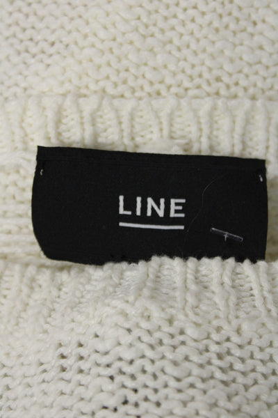 Line Womens Pullover Sweater White Crew Neck Long Sleeve Size M