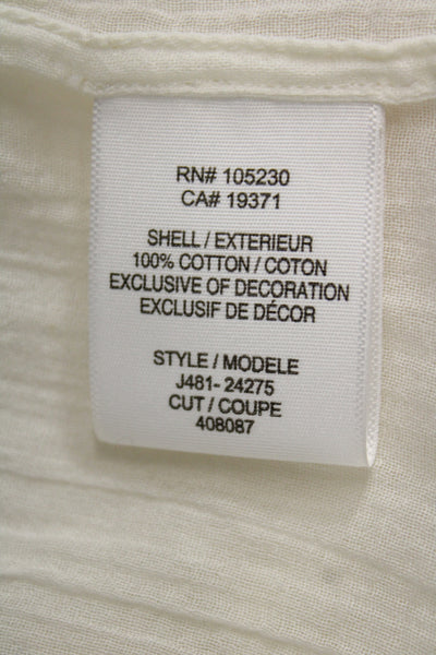 Line Womens Pullover Sweater White Crew Neck Long Sleeve Size M