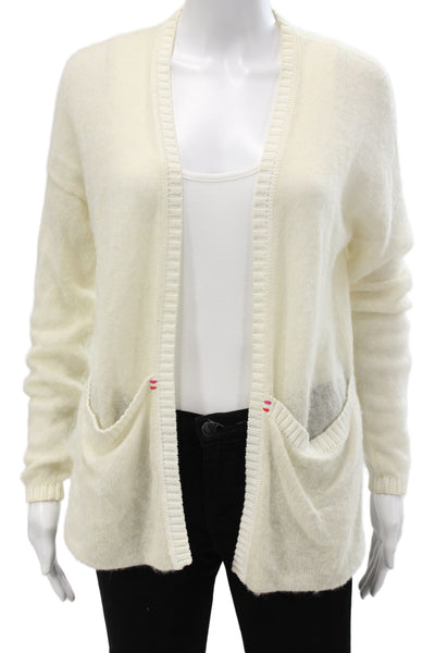Label + Thread Unisex Cardigan White 100% Wool Long Sleeve Size S